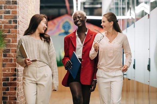 group of diverse women collaborating at work