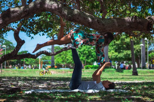 woman enjoying yoga in the park