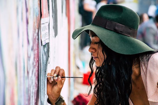 woman painting outdoors