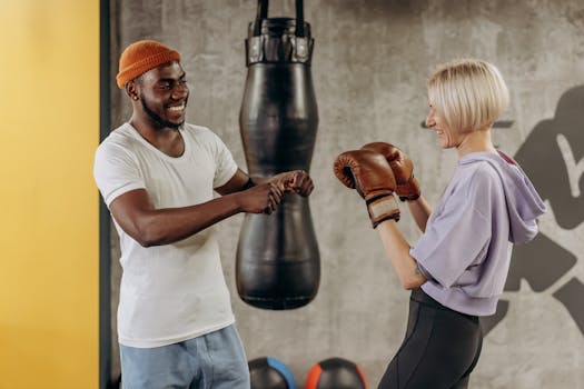 happy women exercising together