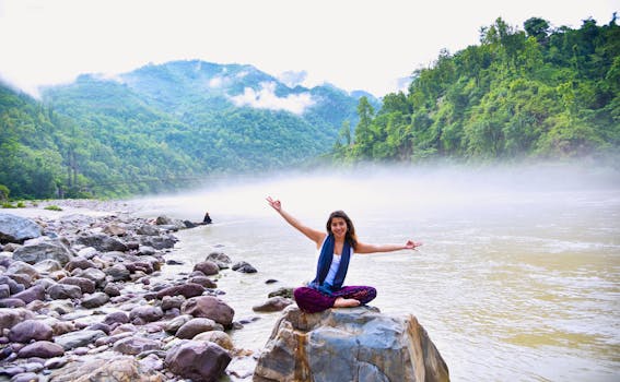 woman enjoying peaceful meditation outdoors