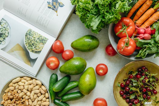 healthy salad with avocado and nuts