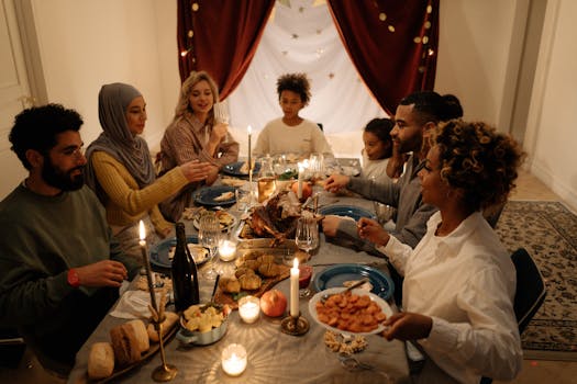 family gathering sharing stories