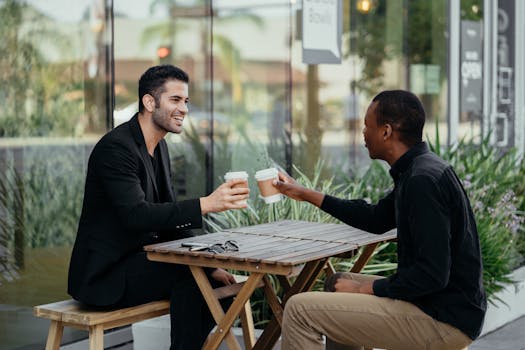 friends laughing over coffee