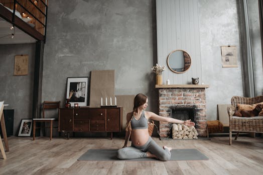 woman doing chair yoga