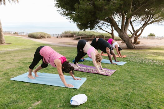 group yoga in the park