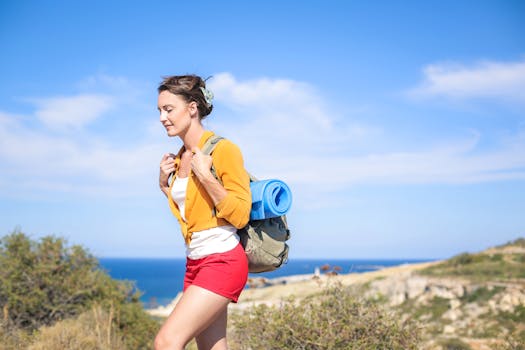 happy woman enjoying a morning walk