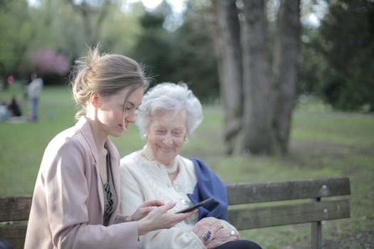 caregiver helping elderly relative