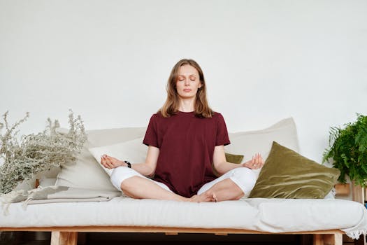 woman meditating in a peaceful setting