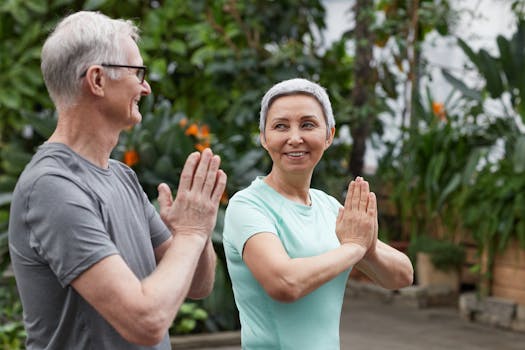 happy woman enjoying yoga