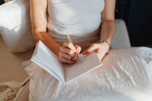 image of a woman journaling in a cozy setting