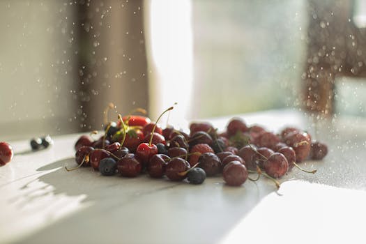 healthy snacks and water