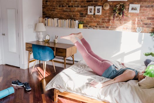 woman stretching at her desk