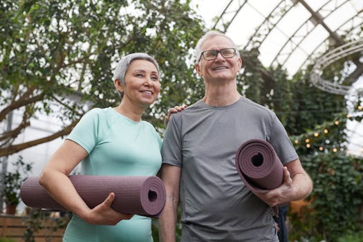 older women enjoying yoga class