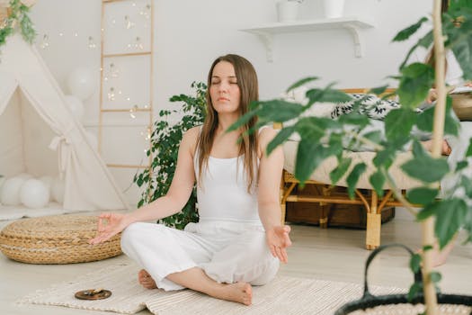 a woman practicing yoga for stress relief