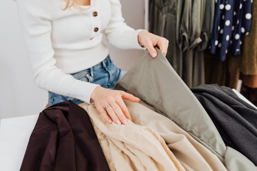 organized closet with neatly folded clothes