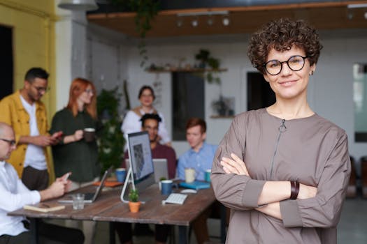 happy woman with her business