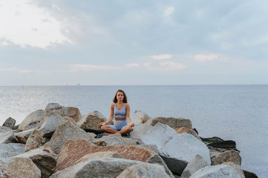 relaxing yoga session on the beach