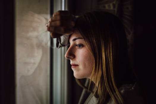 a woman meditating with a serene expression