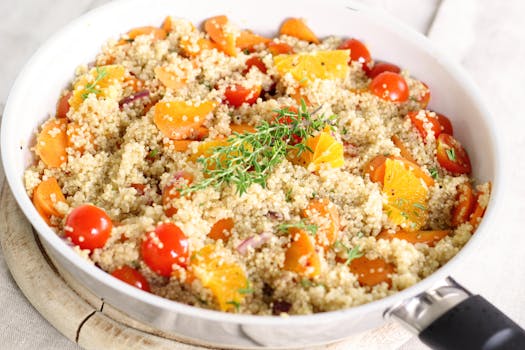 healthy meal with quinoa and vegetables