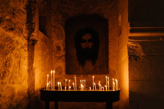 a serene meditation space with candles